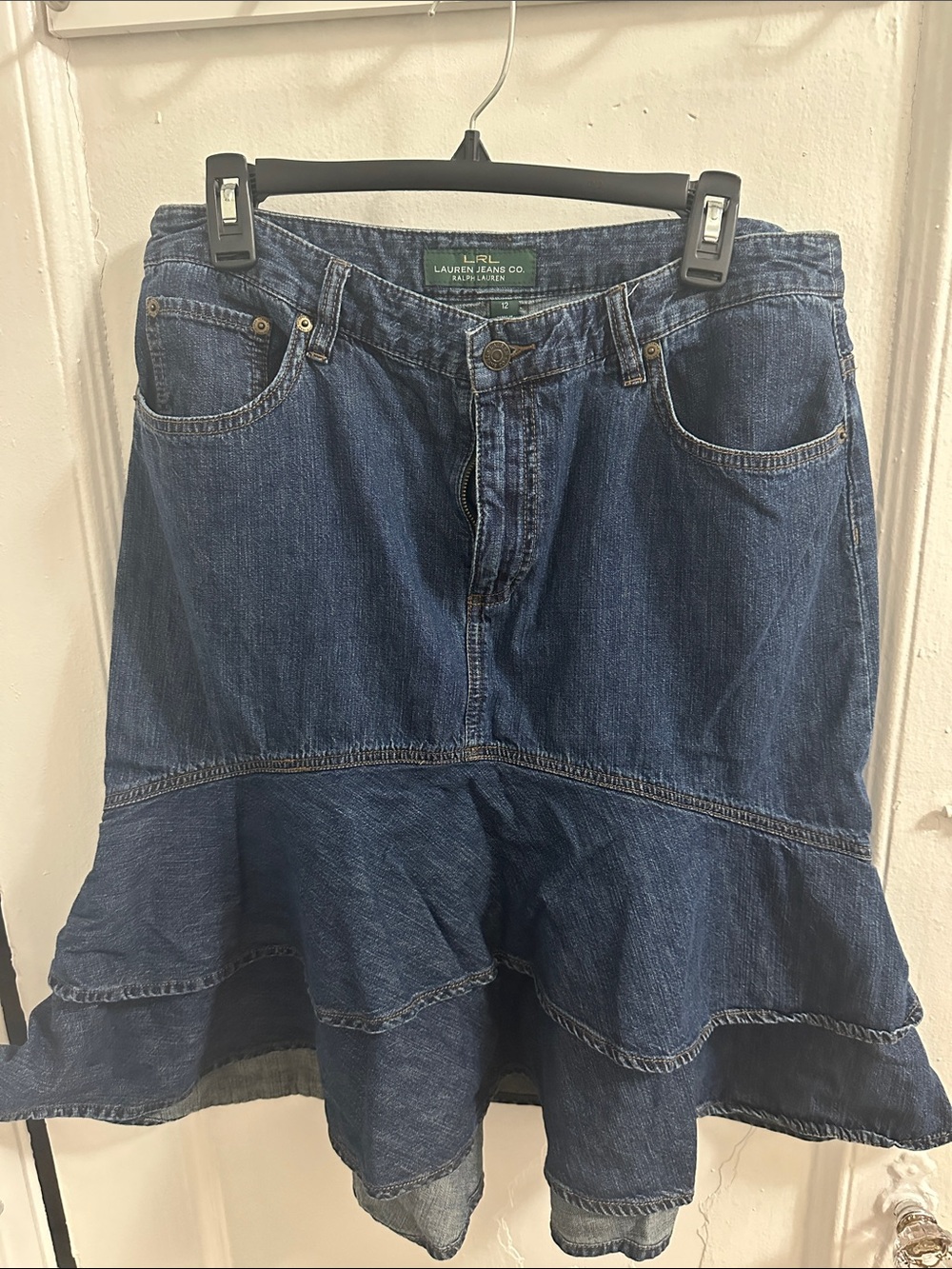 Lauren Ralph Lauren Dark Blue Denim Midi Skirt
